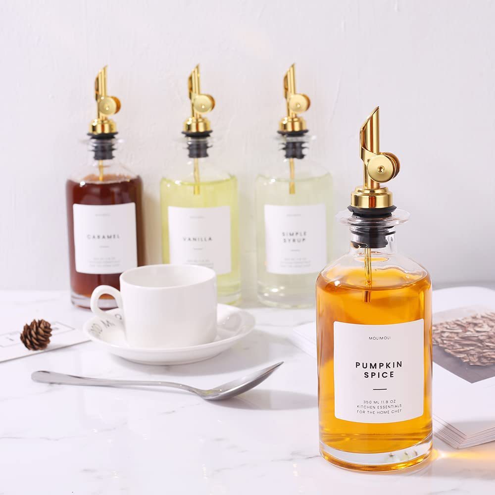 Botella de control de aceite de apertura y cierre automático de Amazon, salsa de soja de vidrio, vinagre, condimento de cocina, botella de jarabe de aceite de oliva, botella de aceite a prueba de fugas