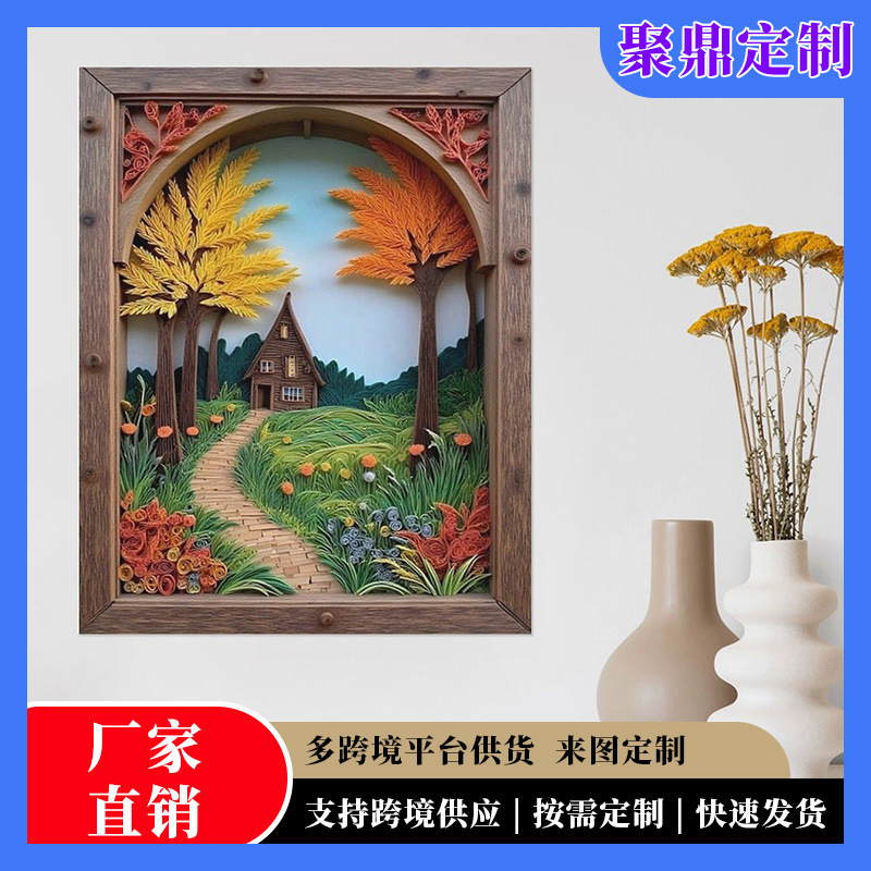 Amazon Custom Print Canvas Painting with Simulated Wood Frame, 3D Relief Art Painting Core, Frameless Wall Art, Natural Wood, Light Luxury