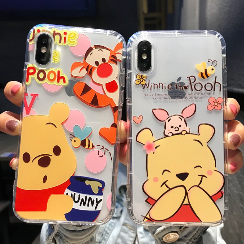 Winnie the Poole iPhone15promax Phone Case Apple 14 Cartoon All-inclusive 11 Tigger 12 Transparent Case