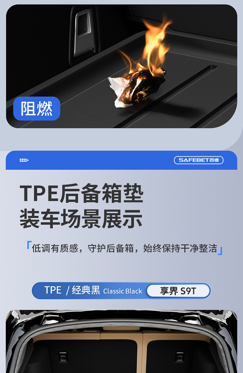 Suitable for the Xiangjie S9T Special Vehicle, All-Weather Tpe Car Trunk Mat, Car Accessories Trunk Mat