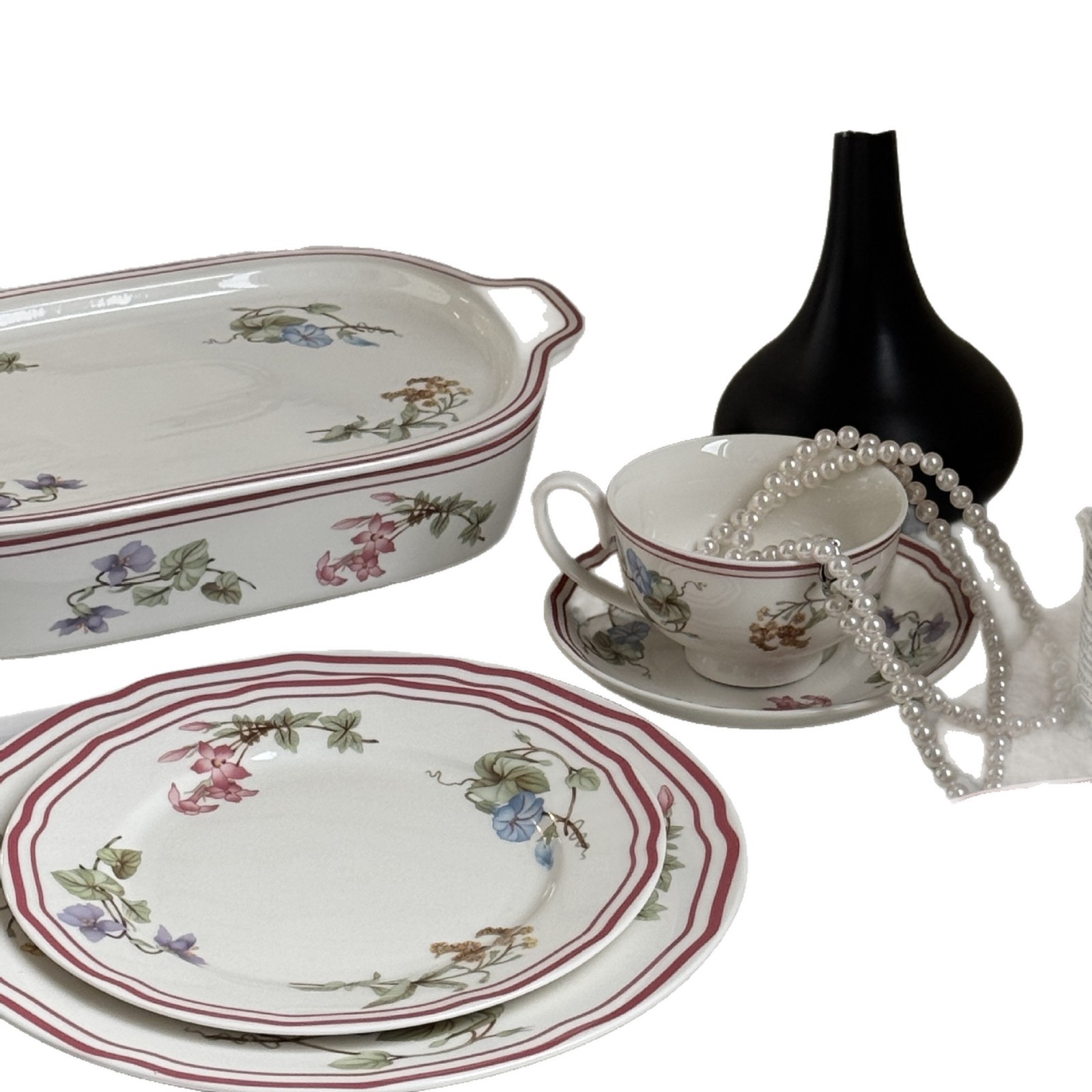 Francés fresco colorido plato de cerámica flores de trompeta té de la tarde dulces tazas de platos de platos caseros serie de platos de tostada image 5