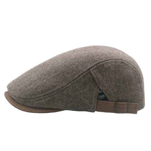 Large-brimmed Herringbone Nibe Fedora Hat for Men, Fleece-Lined, Amazon Bestseller in Foreign Trade—Warm Autumn/Winter Newsboy Cap