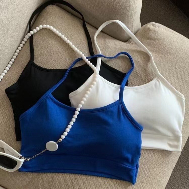 Backless with Breast Pads, Halter-Neck Style, Sexy Breast-Wrapped Pure Color Inner and Outer Wear Bottoming, Beautiful Back Tube Top, Girl's Bottoming Backless with Breast Pads, Halter-Neck Style, Sexy Breast-Wrapped Pure Color Inner and Outer Wear Bottoming, Beautiful Back Tube Top, Girl's Bottoming