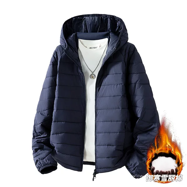 26 Hooded Cotton Jacket for Men, New Autumn/Winter Outdoor Mountain Style Hiking Windproof, Water-Resistant, Lightweight, Warm Coat