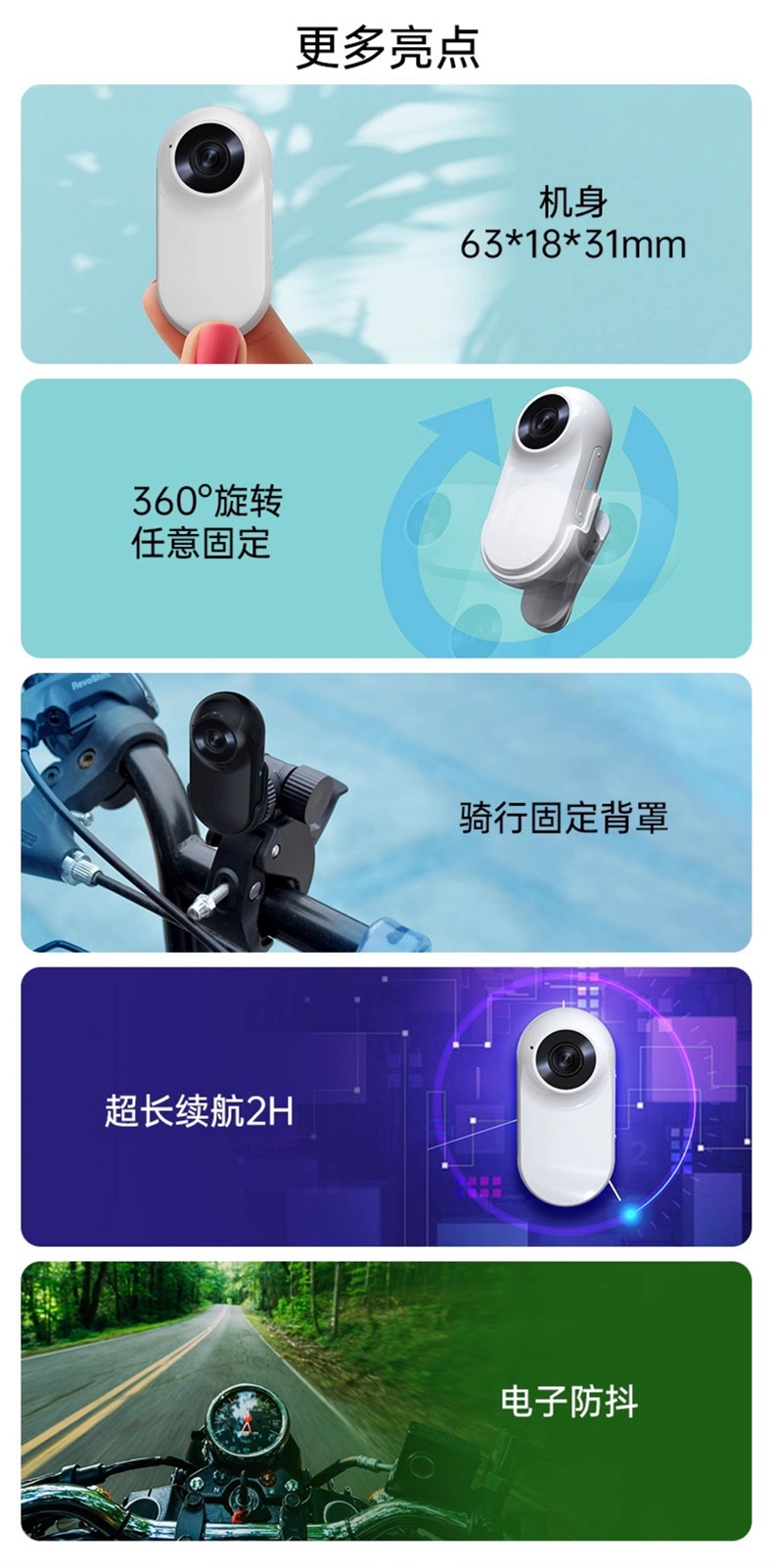 Yishidun 360 Sports Panoramic Camera Chest-Mounted Motorcycle Dashcam Thumb Pocket Camera