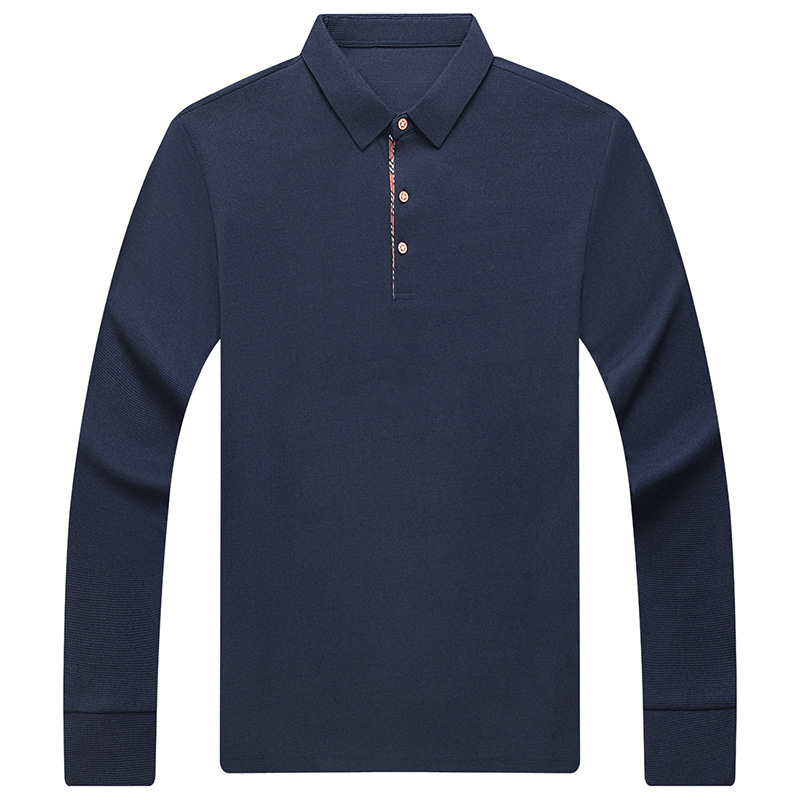2023 New Autumn Leisure Fashion Business Shirt Long sleeved Middle aged T-shirt with Polo Collar Bottom for Men's Wear_voghion.com