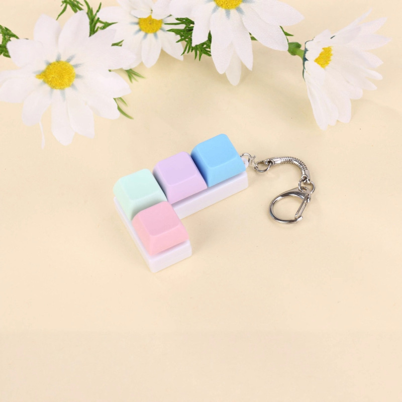 解压按键创意俄罗斯解压方块键盘小玩具马卡龙挂件解压键帽钥匙扣|undefined