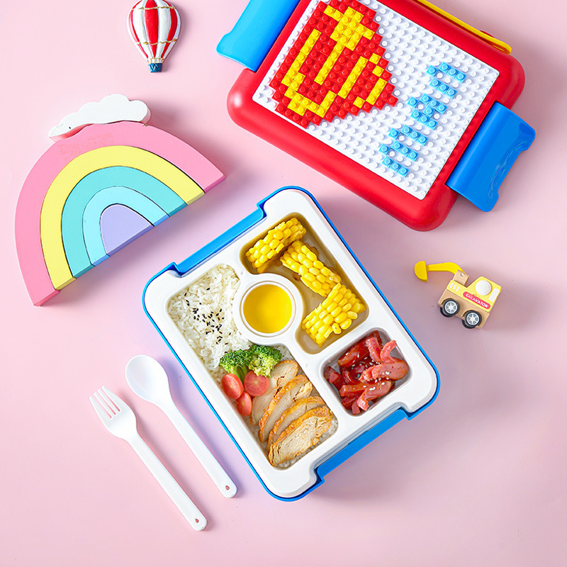 DIY Pixel building blocks children's lunch box PP compartment student lunch box portable lunch box picnic box salad box