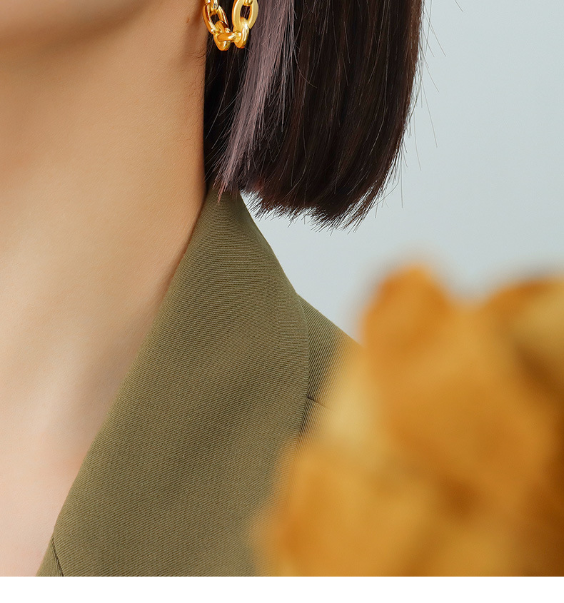 Ineinandergreifende C-förmige Ohrringe Titanstahl Plattiert 18k Echtgold Ohrringe display picture 7