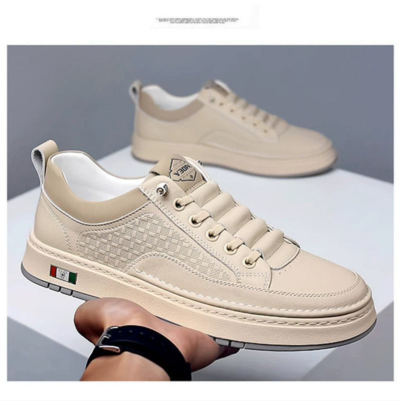 Весенняя онлайн-кожаная обувь, спортивная мужская обувь, модная универсальная повседневная кожаная обувь на мягкой подошве, мужские кроссовки оптом