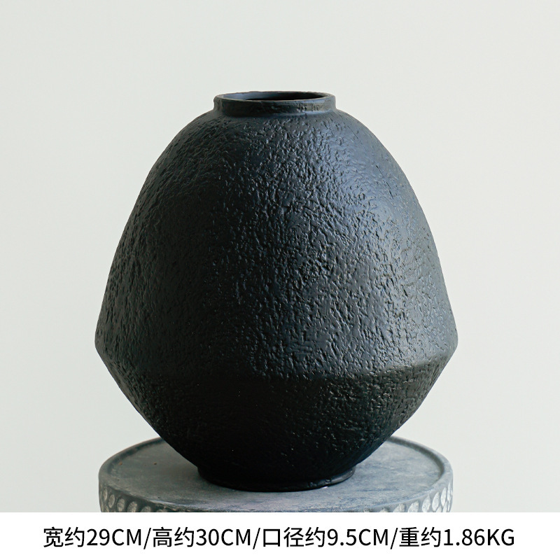 侘寂风复古陶罐摆件高级感客厅玄关插花艺术感陶瓷花瓶设计感小众|undefined