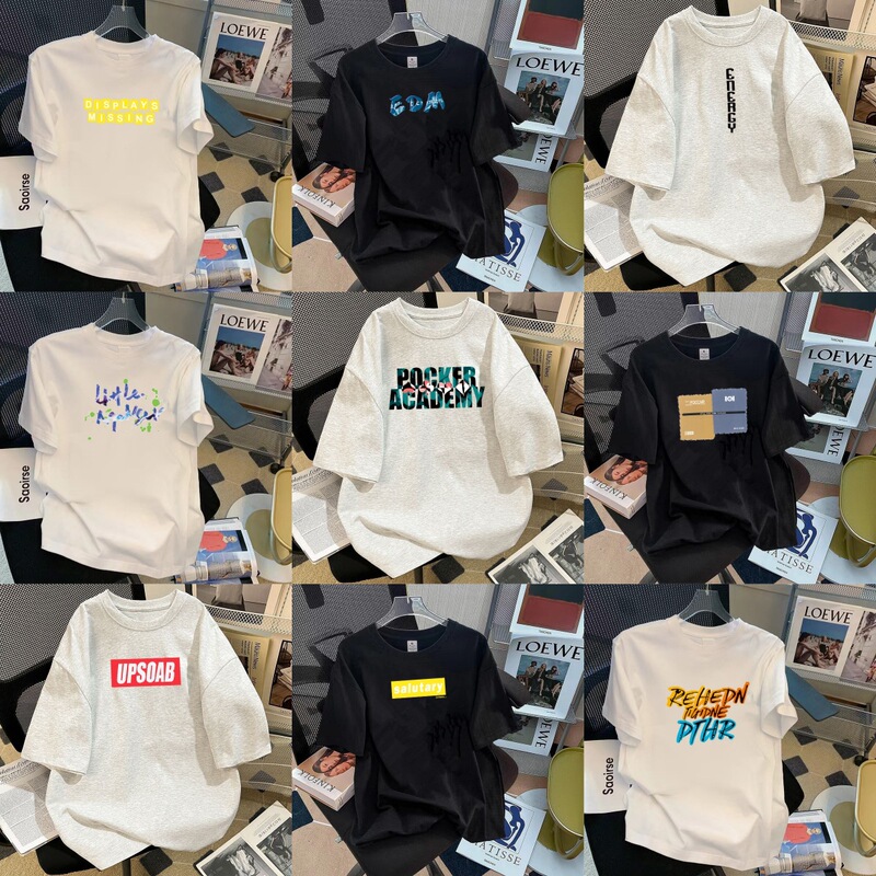 Manufacturer Wholesale Printed Short-Sleeved T-Shirt Men's Summer American Printed Trendy Brand Student Versatile Half-Sleeved Tops T-Shirt