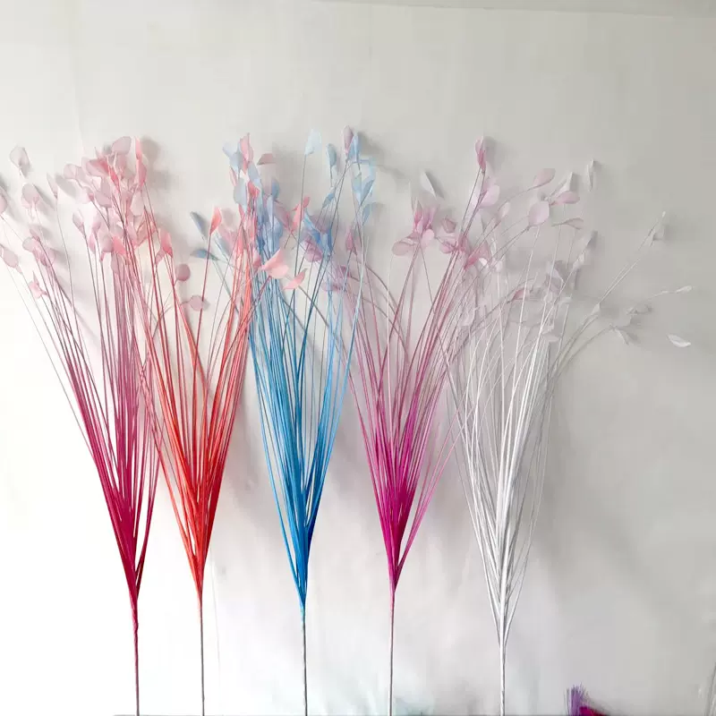 跨境婚庆多彩仿真孔雀草花艺飞凌草芦苇拍照道具假花绿植装饰婚礼