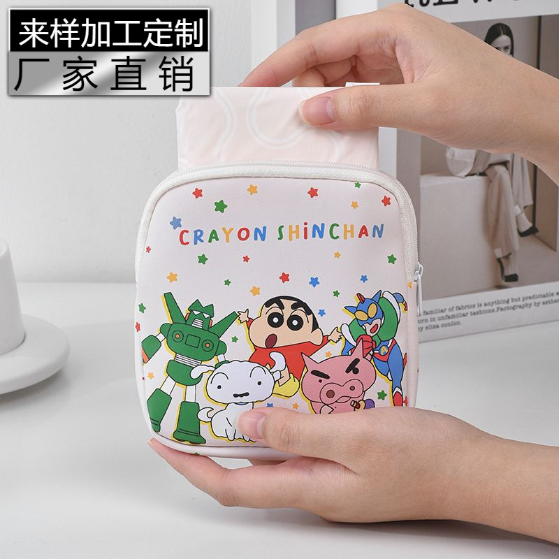 High-value, cute cartoon style, new style, large capacity sanitary napkin storage bag for girls, waterproof tote bag.