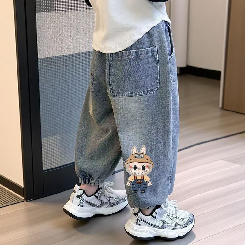 Labubu Jeans 2026 Spring and Autumn New Style for Boys and Girls, Children's Loose Korean Style Long Pants Casual Jeans Labubu Jeans 2026 Spring and Autumn New Style for Boys and Girls, Children's Loose Korean Style Long Pants Casual Jeans
