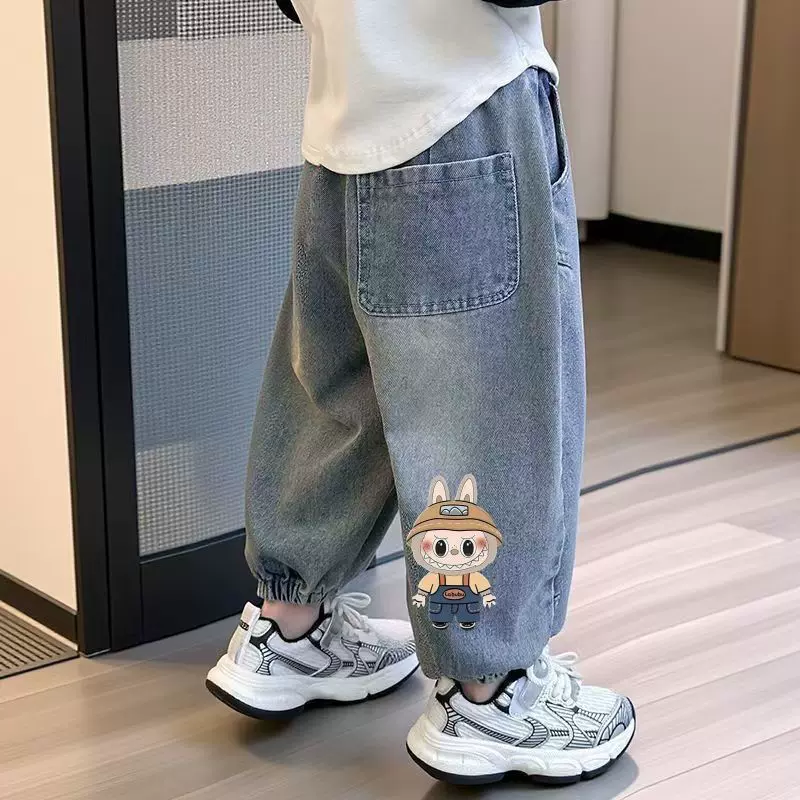 拉布布牛仔裤2026春秋新款男女童儿童宝宝宽松韩版长裤休闲牛仔裤