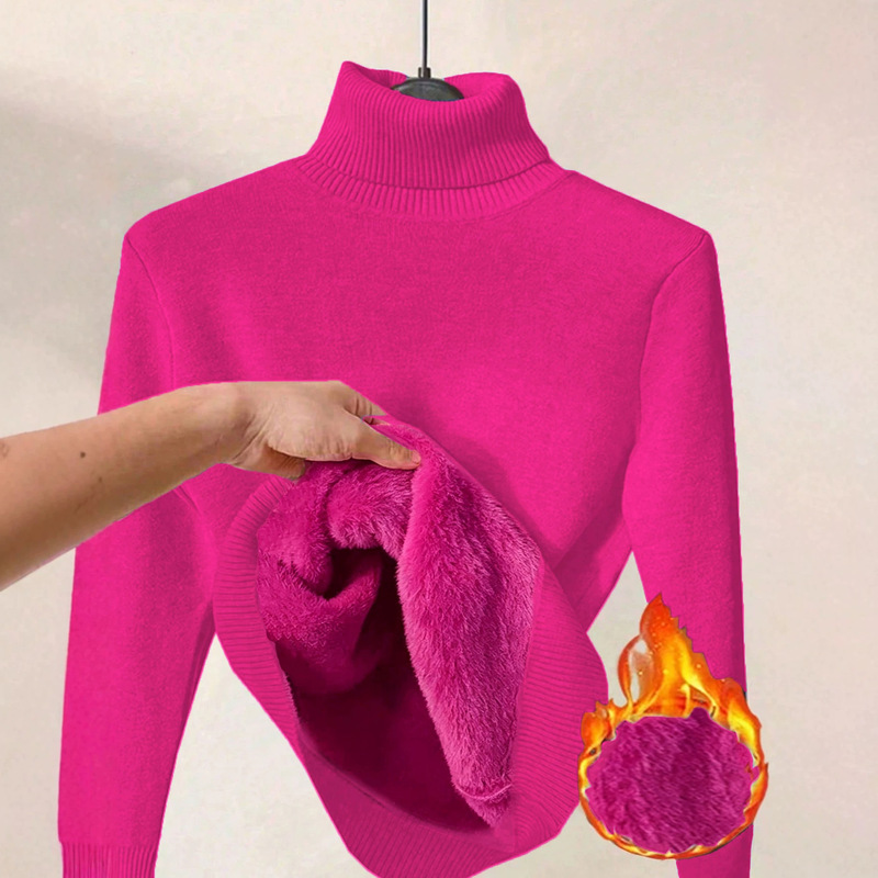 European and American Shein Cross-Border High-Neck Fleece Sweater for Women, New Autumn and Winter Style, Integrated Fleece Pullover Base Shirt, Direct from the Factory European and American Shein Cross-Border High-Neck Fleece Sweater for Women, New Autumn and Winter Style, Integrated Fleece Pullover Base Shirt, Direct from the Factory