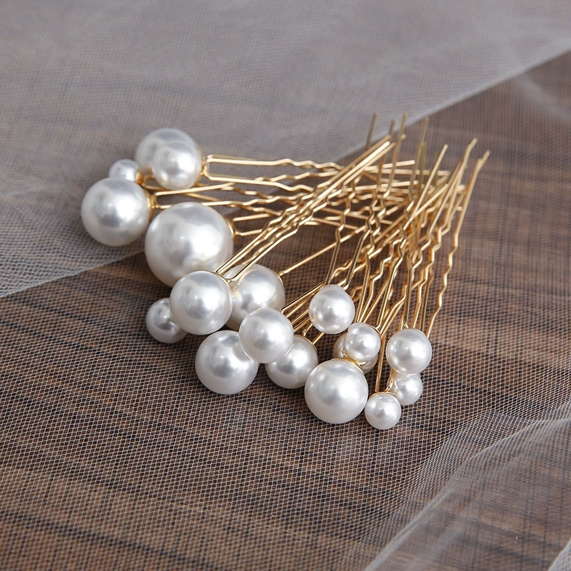 Bride hairpin U-shaped chuck hairpin and makeup hair insert popular pin wedding style pearl headdress U-shaped wedding