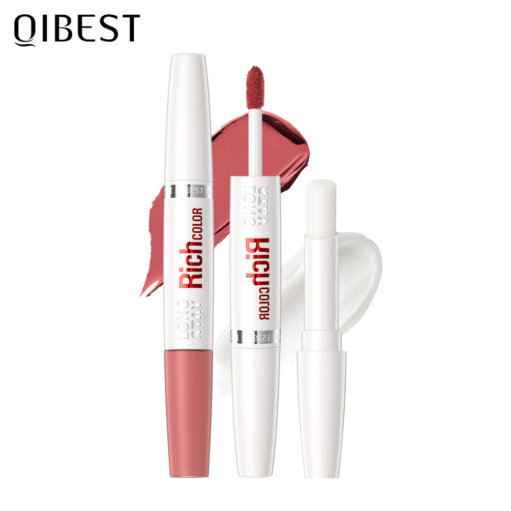 Carina QIBEST rouge à lèvres à Double tête et tasse hydratante sans coloration difficile à décolorer rouge à lèvres mat durable_voghion.com