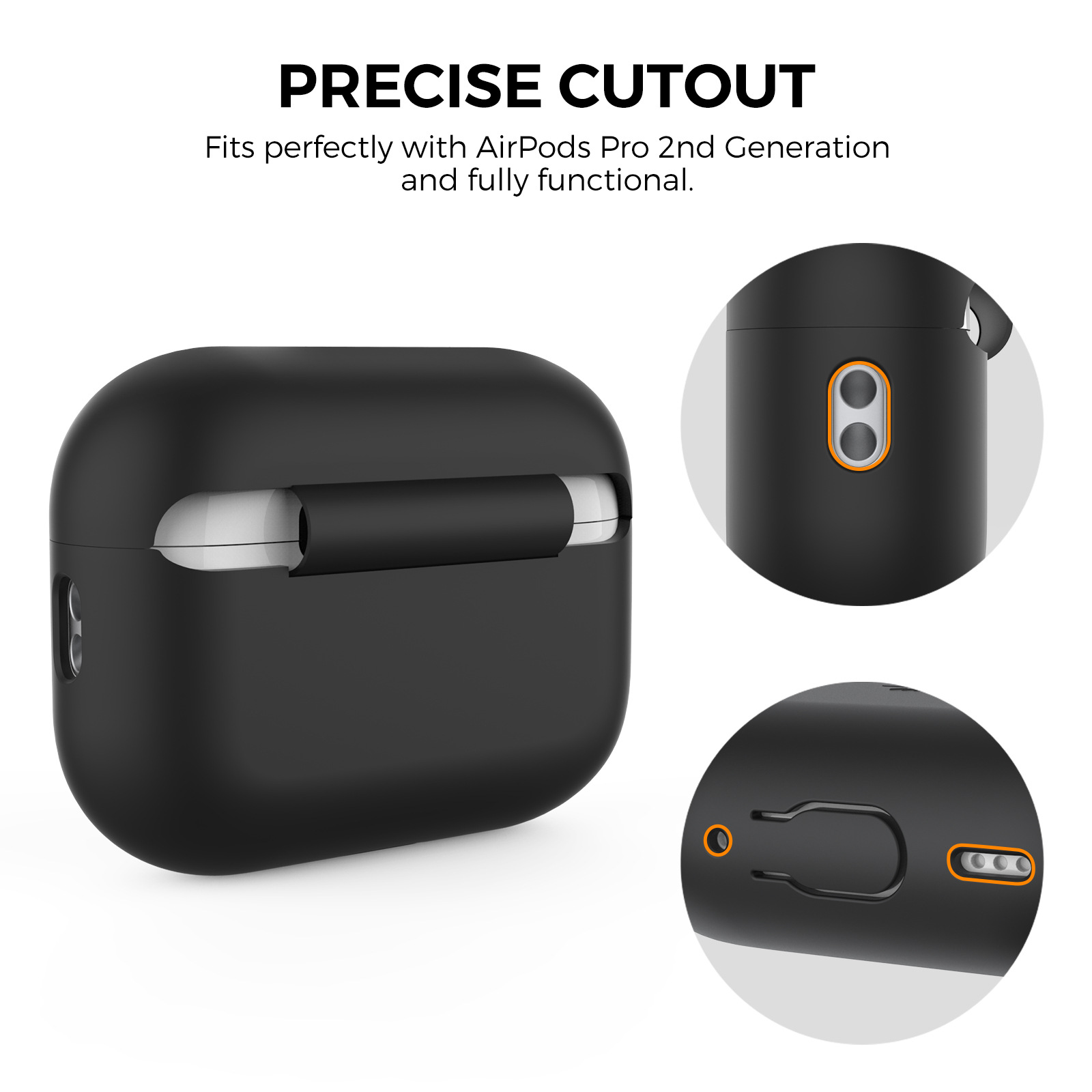 Adecuado para Apple auriculares AirPods Pro 2 de silicona de una sola pieza de protección Shell Pro Segunda Generación anti-perdida con cordón Shell