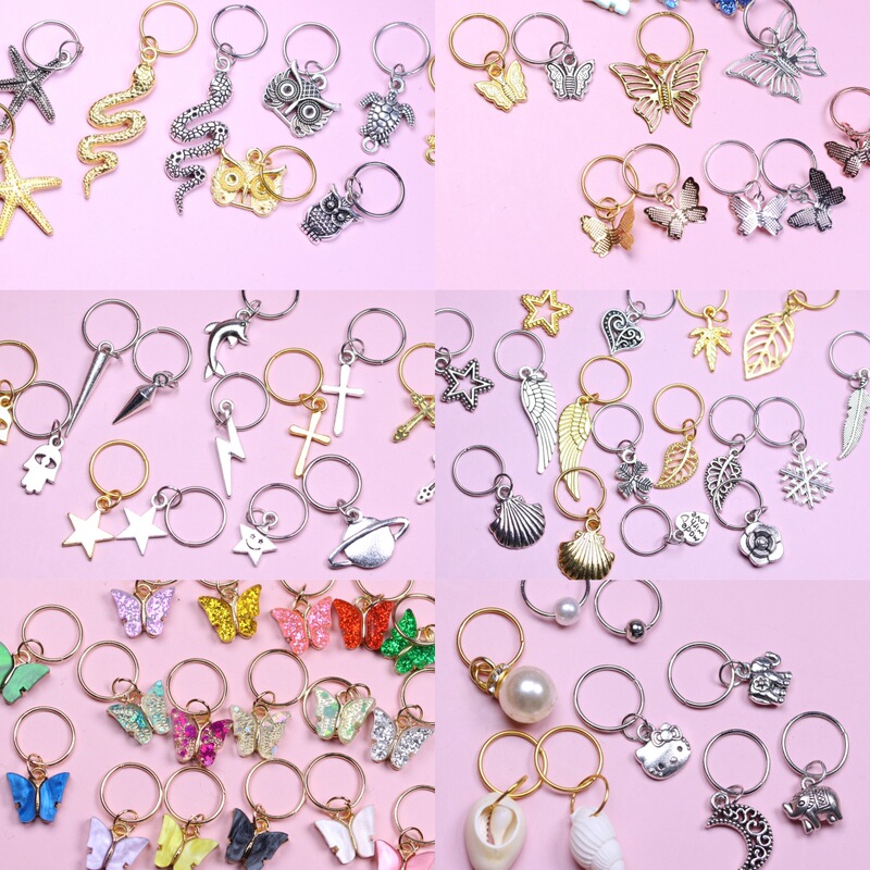 DIY Jewelry Accessories Zinc Alloy Wig Five-Pointed Star Lightning Dreadlocks Braided Hair Cross-Border Bulk Packaging Ready Stock Wholesale