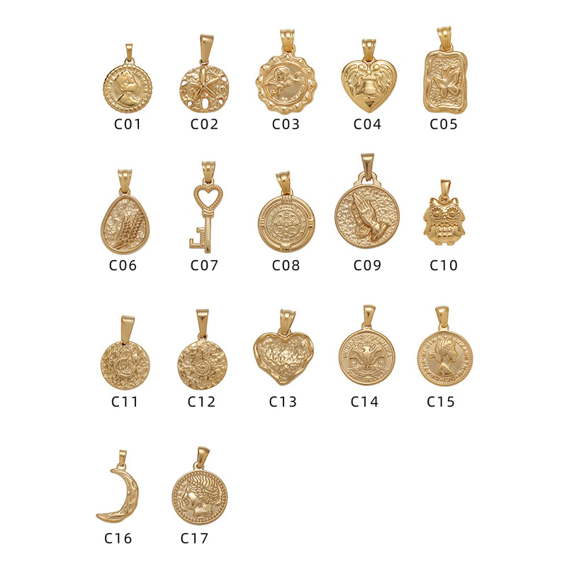 Pj009 Stainless Steel DIY Pendant Moon Key Gold Coin Necklace Sweater Chain European and American Export Amazon