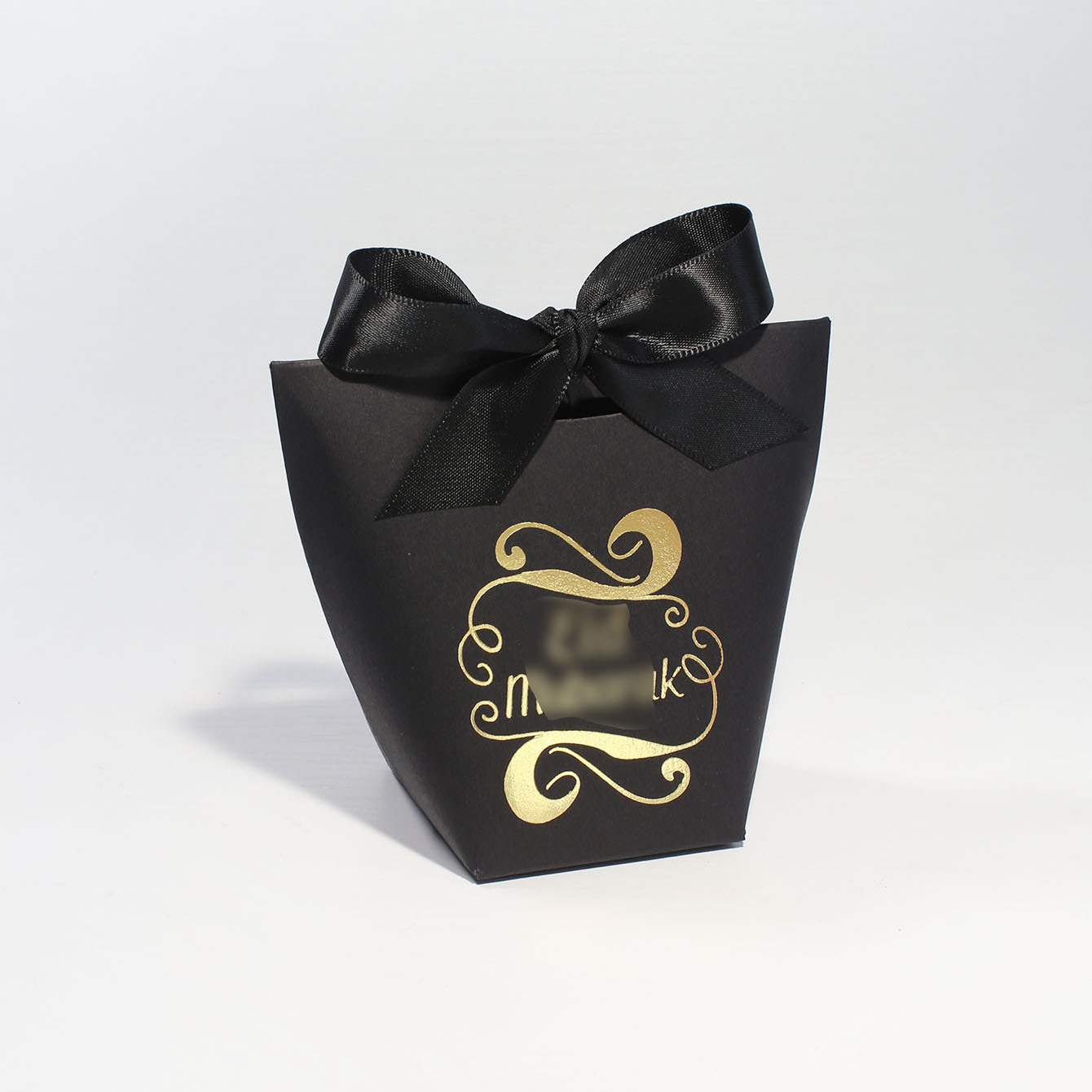 웨이브 블랙 + 블랙 리본; 6*6*10cm