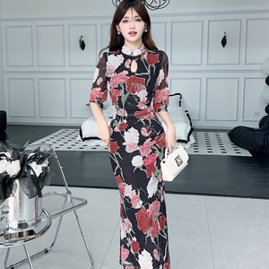 New Chinese style young high-end temperament printed improved cheongsam