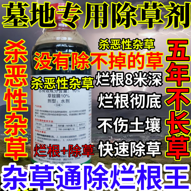 墓地专用除草剂精草铵膦铵盐果园烂根小飞蓬耕地强效除草剂烂根王