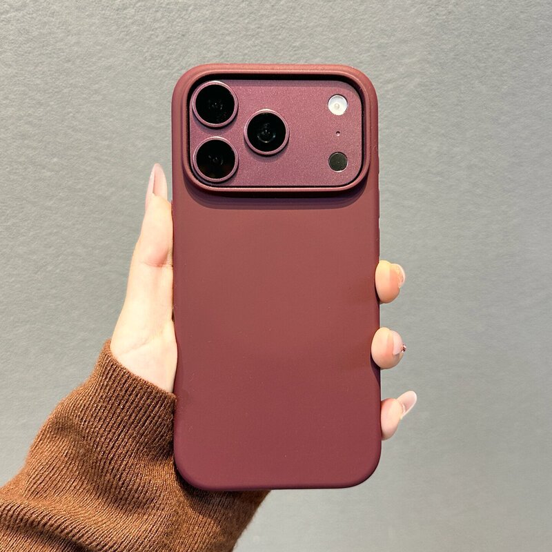 Deep Cherry Red Liquid Silicone Phone Case for Apple 18Promax Magnetic Full-Cover Anti-Drop 17Pm Ultra-Thin Burom Deep Cherry Red Liquid Silicone Phone Case for Apple 18Promax Magnetic Full-Cover Anti-Drop 17Pm Ultra-Thin Burom