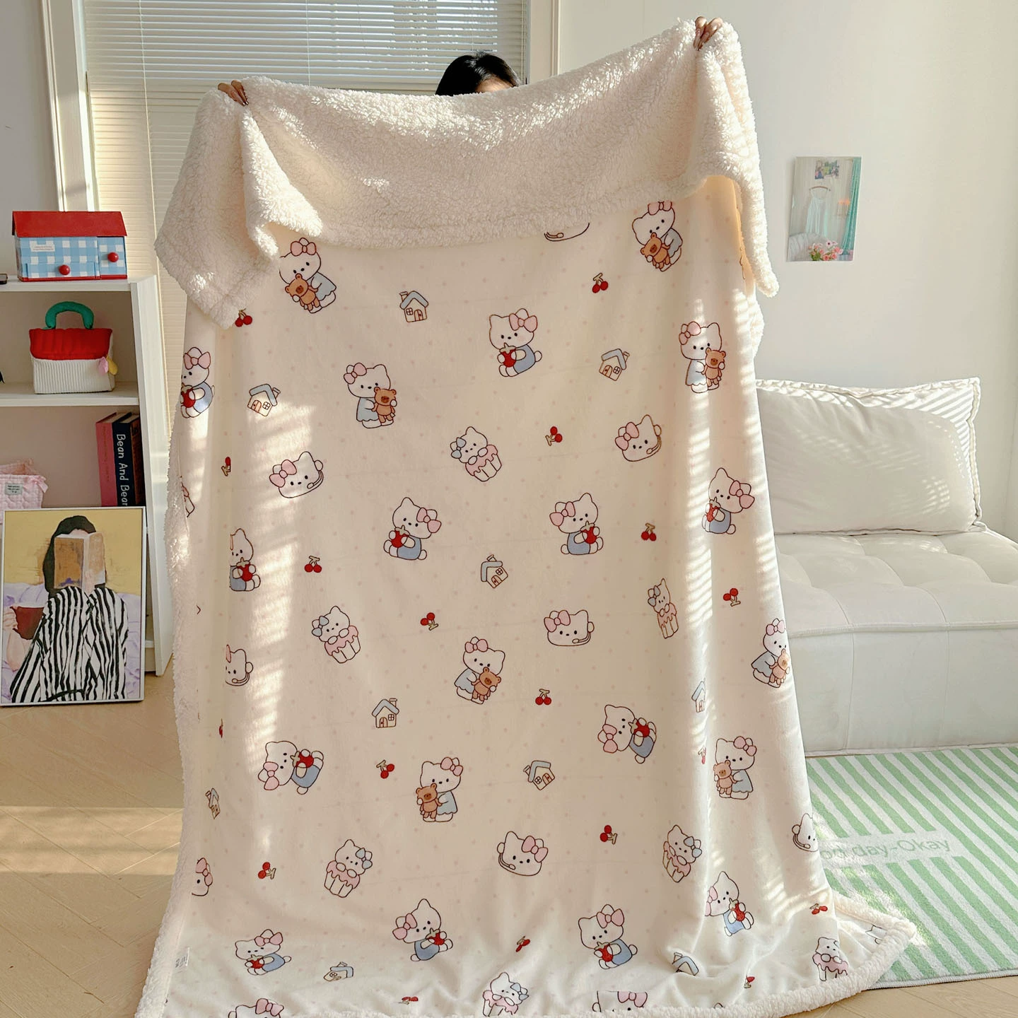 Новое Cartoon Milk Velvet Lamb Velvet Blanket Autumn and Winter Thickened Nap Blanket Office Lunch Break Air Conditioning Velvet Blanket Cover