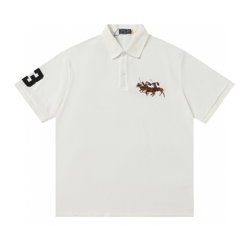 跨境拉夫三匹小马logo刺绣休闲赛马翻领Polo衫T恤短袖青年商务男|undefined