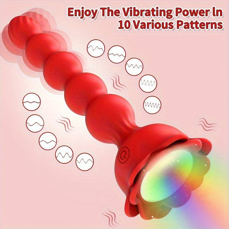 Glowing Remote Control Rose Anal Plug Prostate Massager Vibrator_voghion.com