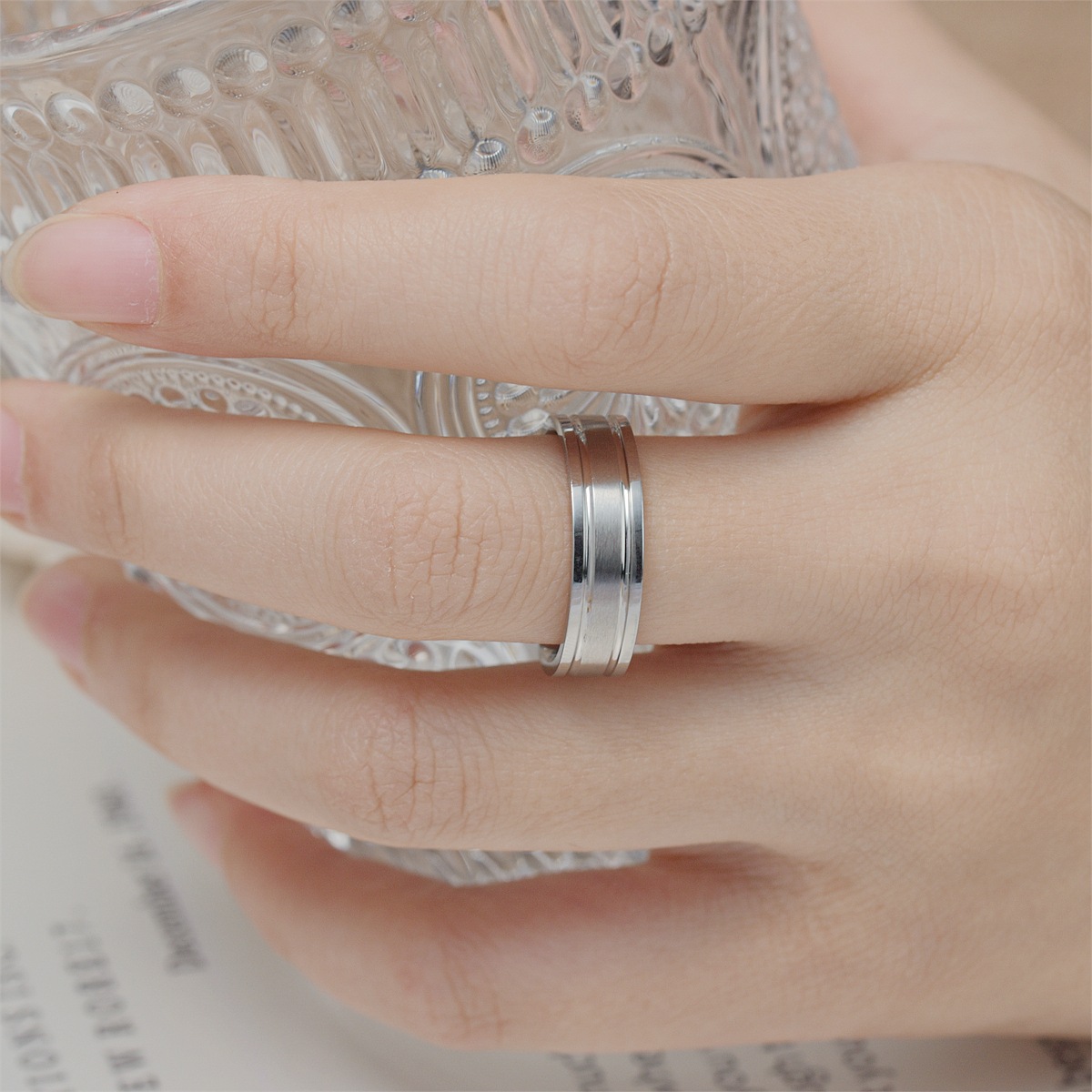 New Simple Matte Titanium Steel  Anti-Scratch Non-Fading Couple Ring