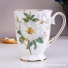 田園花卉馬克杯 印制logo廣告禮品骨瓷杯奶杯 清新可愛情侶陶瓷杯