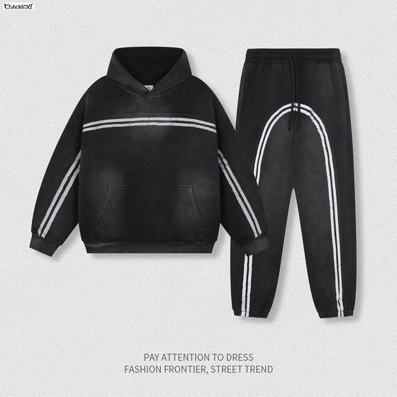 CKX Men's 2024 Autumn high quality vintage Ribbon Hoodie Jacket Fashion Brand fleece-lined Sweater suit