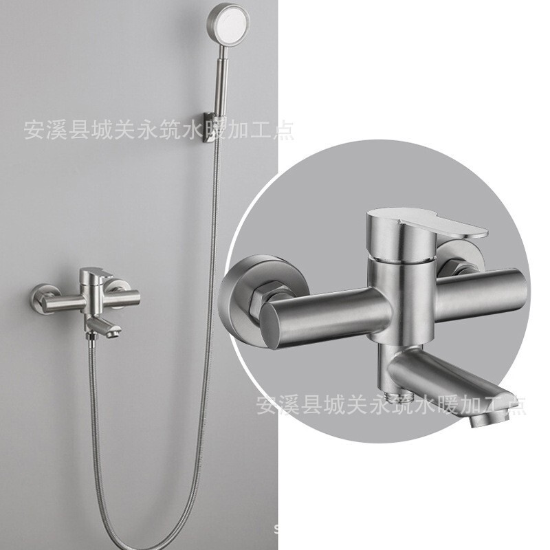 Factory Direct Sale 304 Stainless Steel Rotating Bathtub Triple Shower Set with Brushed Hot and Cold Water Mixing Valve Shower Faucet Factory Direct Sale 304 Stainless Steel Rotating Bathtub Triple Shower Set with Brushed Hot and Cold Water Mixing Valve Shower Faucet