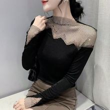 打底衫女秋冬内搭欧洲站春秋新款重工烫钻长袖修身显瘦小衫