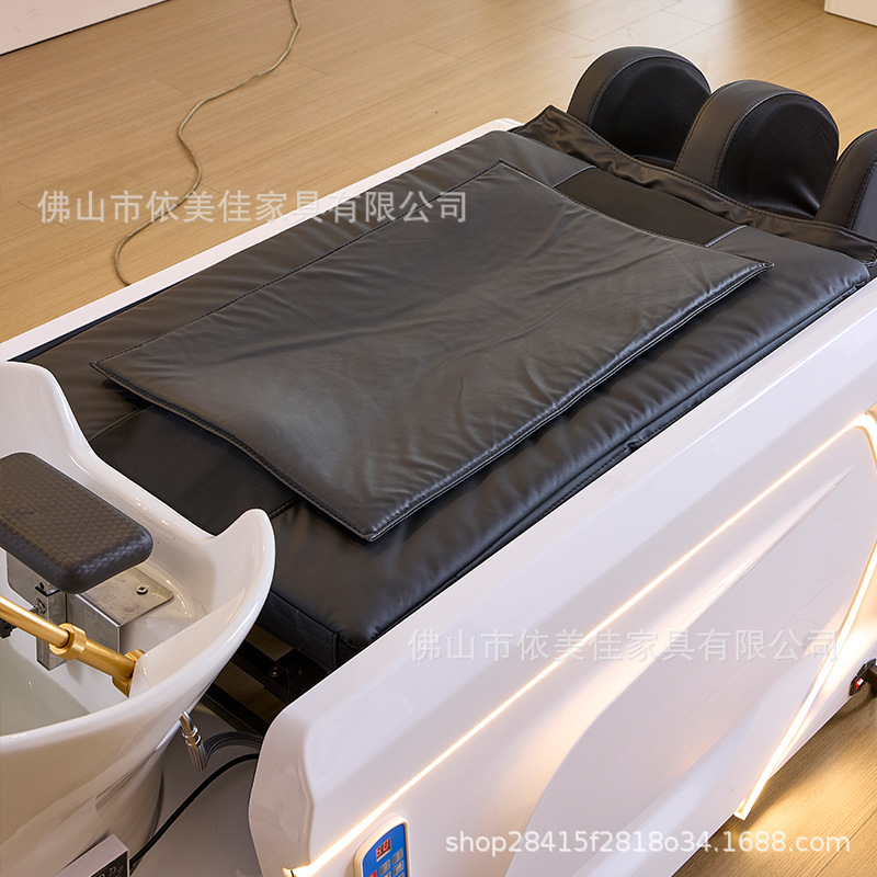 Barbería cama de lavado de cabello cama de masaje eléctrica inteligente automática especial para salón de cabello cama de lavado de cabello cerámica lavabo profunda