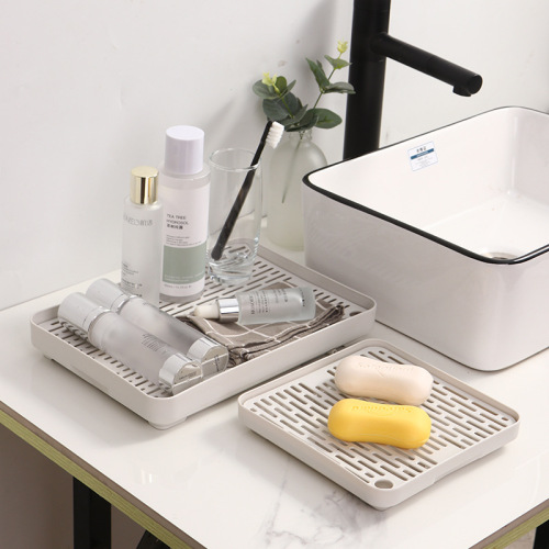 Double-layer drain tray household tea tray storage rack bowl, chopsticks and tea cup storage rectangular plastic drain tray