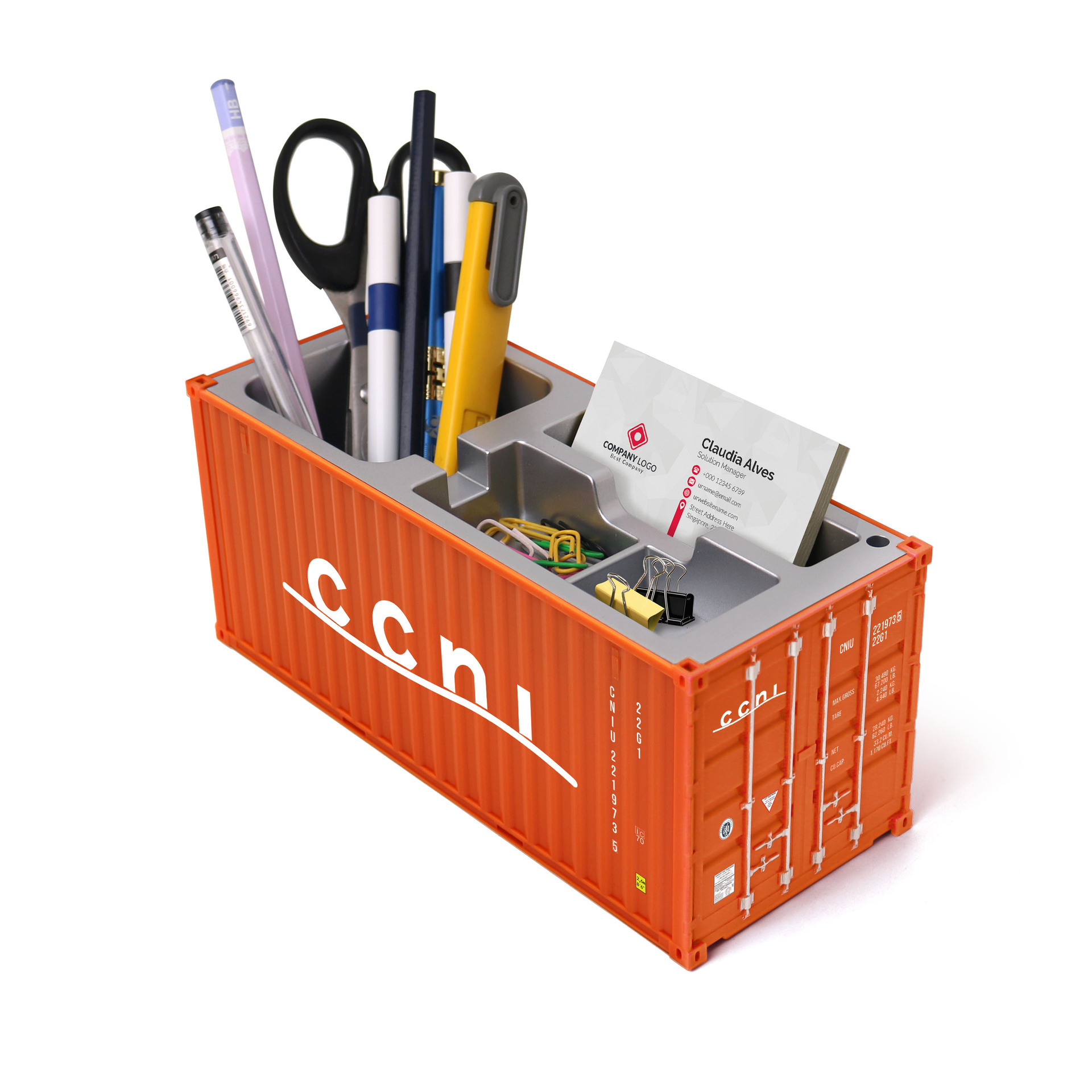 1: 30 Modelo de contenedor de viento industrial simple adornos logotipo imprimible de escritorio de oficina bolígrafo caja de tarjetas de visita