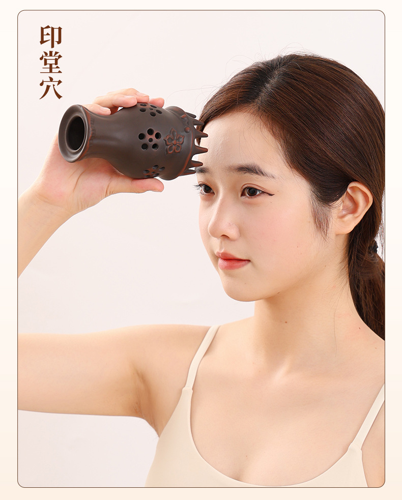 Red Bian Stone Head Therapy Moxibustion Comb Tool for Scalp Massage and Meridian Care Home Use specifications