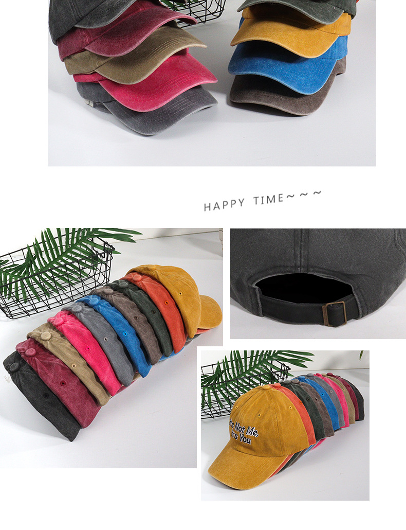 Unisex Cotton fashion It's Not Me embroidered baseball cap everything casual show face small flip_voghion.com