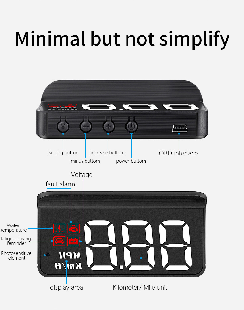 Cross-border exclusive head-up display HUD, universal type for car modification, portable OBD high-definition car display M3