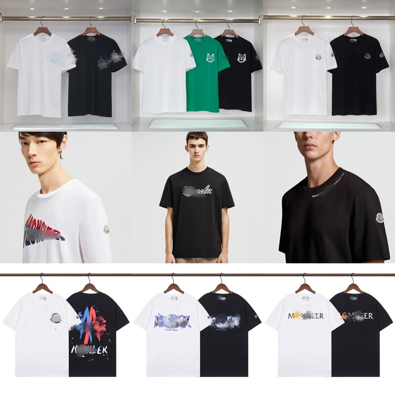 Top Correct Version of the New Mon Trendy Brand New Round Neck Front Pattern Embroidered Short-Sleeved T-Shirt Men's Summer Casual
