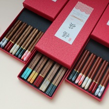 新款红檀木筷仿翡翠玉石家用筷子鸡翅木商务礼品酒店饭店筷子批发