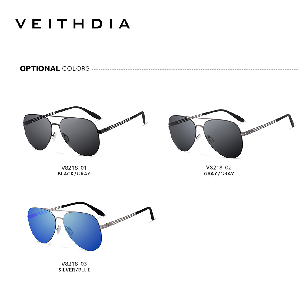 Gafas de aviador con montura redonda para hombre y mujer, acero inoxidable elástico, protección UV polarizada de nailon de alta definición, transmisión en vivo transfronteriza, en stock 8218