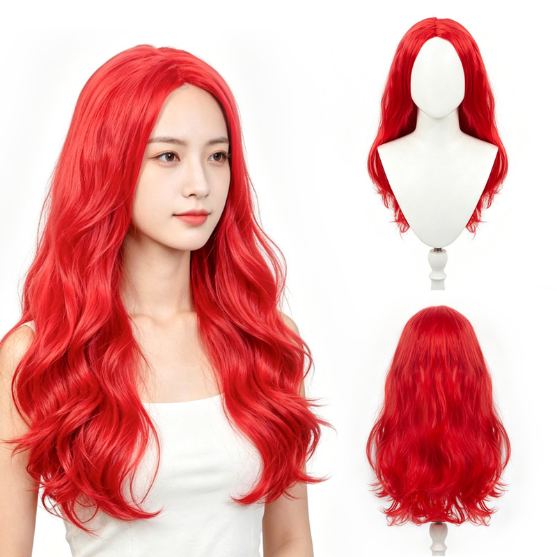 Little Mermaid Ariel Cosplay Wig Anime Cosplay Fake Hair Red Long Curly Hair Stage Performance Full Head Wig Little Mermaid Ariel Cosplay Wig Anime Cosplay Fake Hair Red Long Curly Hair Stage Performance Full Head Wig