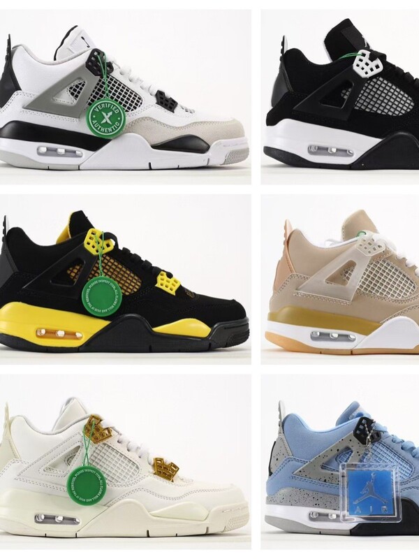 Putian Shoes Pure Source High Quality Joe Aj4 Electric Mother Yellow Retro White Cement Jordan Retro Practical Basketball Shoes Wholesale