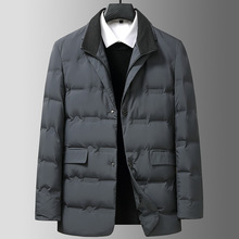 羽绒服西装男2023冬季新款假两件西服式羽绒服商务休闲保暖外套